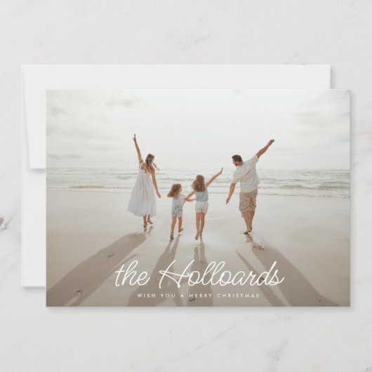 Big Script Uw aangepaste naam Christmas 5 Photo Feestdagenkaart (Voorkant)