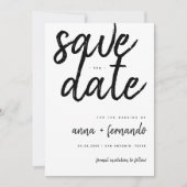 Big Script Zwart-wit bruiloft Save the Date Kaart (Voorkant)