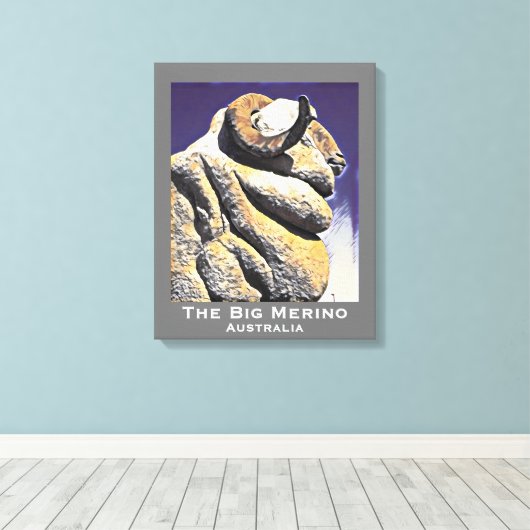 Big Sheep Big Merino Australisch reispictogram Canvas Afdruk (Insitu (Houten vloer))