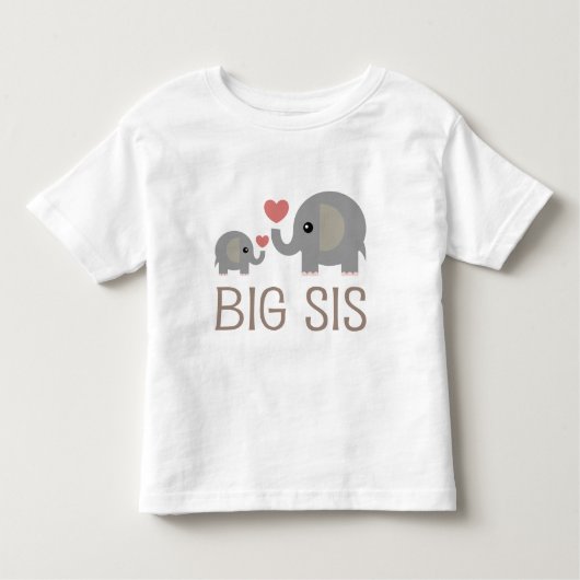 Big Sis Elephant Heart Kinder Shirts (Voorkant)