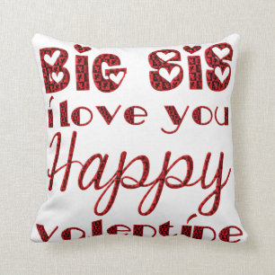 Big Sis I Love You Cute Cupid Typography Valentijn Kussen