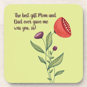 Big Sis Little Sister Sweet Quote Wilde Flowers Bier Onderzetter