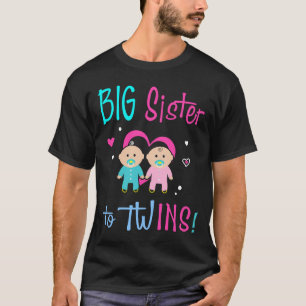 Big Sister aan Twins Girl Boy T-shirt