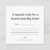 Big Sister Abstract Heart Enclosure Card Informatiekaartje (Achterkant)
