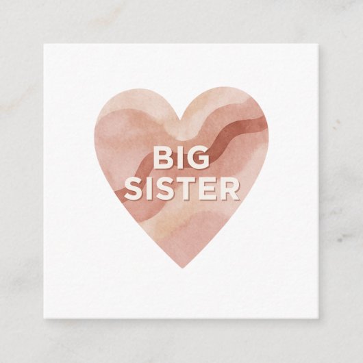 Big Sister Abstract Heart Enclosure Card Informatiekaartje (Voorkant)