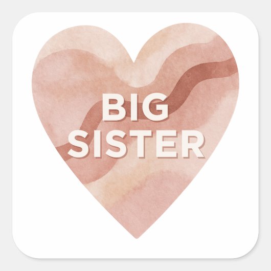 Big Sister Abstract Heart Sticker – Sibling Gift (Devant)