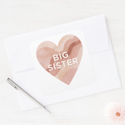 Big Sister Abstract Heart Sticker – Sibling Gift (Enveloppe)