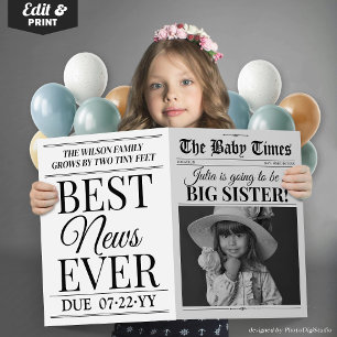 Big Sister Baby Aankondiging Kaart