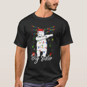 Big Sister Beer Dabbing Lights Santa Christms Fam T-shirt