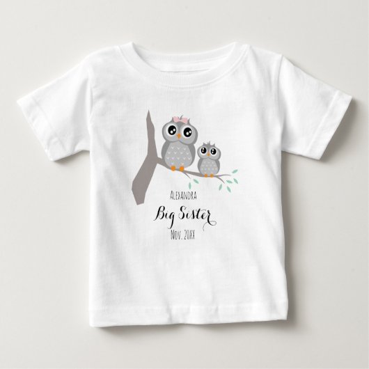 Big sister cute owls name and date (Voorkant)