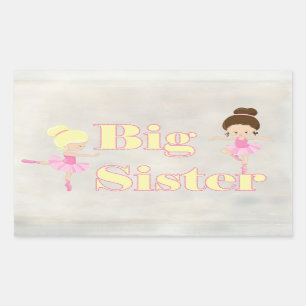 Big Sister Dancing Ballerina Sibling Rechthoekige Sticker