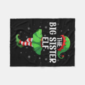 Big Sister Elf Christmas Girls Women Elf Squad Xma Fleece Deken (Voorkant (Horizontaal))