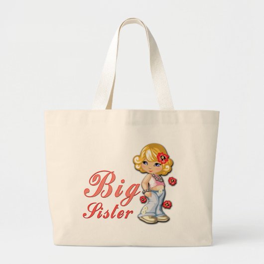 Big Sister en Flowers Grote Tote Bag (Voorkant)