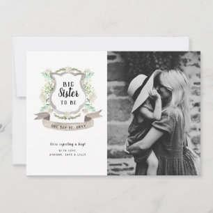 Big Sister Floral Zwangerschap Foto Aankondiging