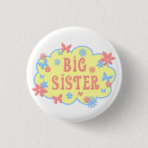 Big Sister Flower Butterfly Button