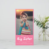Big Sister Foto Roze Zwangerschap Aankondiging (Staand voorkant)