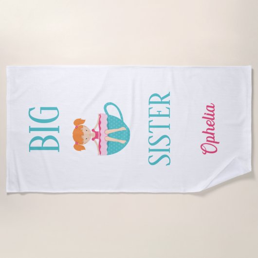 Big Sister Gepersonaliseerde Teacup Aangepaste Tek Strandlaken (Voorkant)