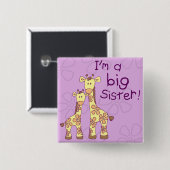 Big Sister Giraffe Vierkante Button 5,1 Cm (Voorkant /achterkant)
