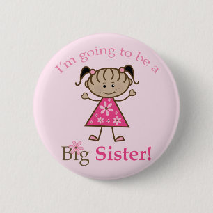 Big Sister is een grote etnisch meisje Ronde Button 5,7 Cm