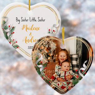 Big Sister Love Foto Holly Pine Gold Lijst Keramisch Ornament