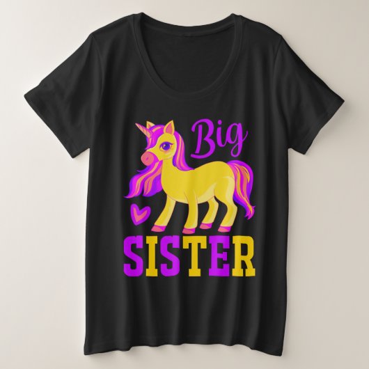 Big Sister Magical Unicorn Grote Maat T-shirt (Design voorkant)