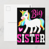 Big Sister Magical Unicorn w. Rainbow Mane & Tail Briefkaart (Voorkant / Achterkant)