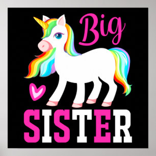 Big Sister Magical Unicorn w. Rainbow Mane & Tail Poster