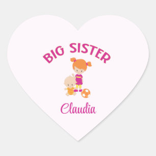 Big Sister met Baby Brother Custom Heart Shaped Hart Sticker