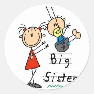 Big Sister met Little Brother Tshirts en Gifts Ronde Sticker