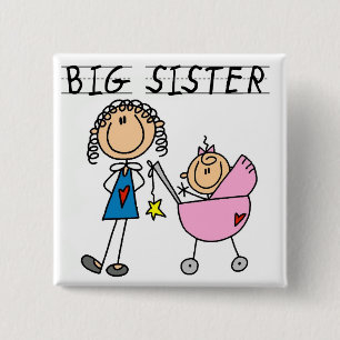 Big Sister met Little Sister T-shirts en Gifts Vierkante Button 5,1 Cm