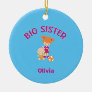 Big Sister-naam met Baby Brother-jaar Aangepast Keramisch Ornament