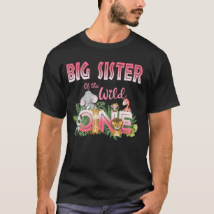 Big Sister of the Wild One Zoo Verjaardag Safari J T-shirt