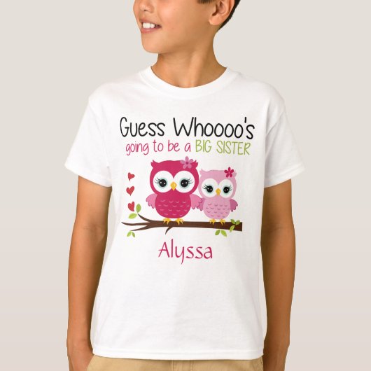 Big Sister Owl Aangepast T-shirt (Voorkant)