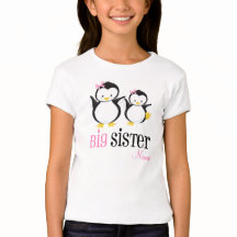 Big Sister Penguin Gepersonaliseerd Roze Shirt