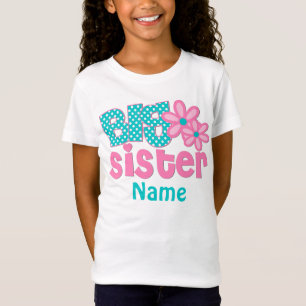 Big Sister Pink Blauwgroen, aangepast roze Shirt