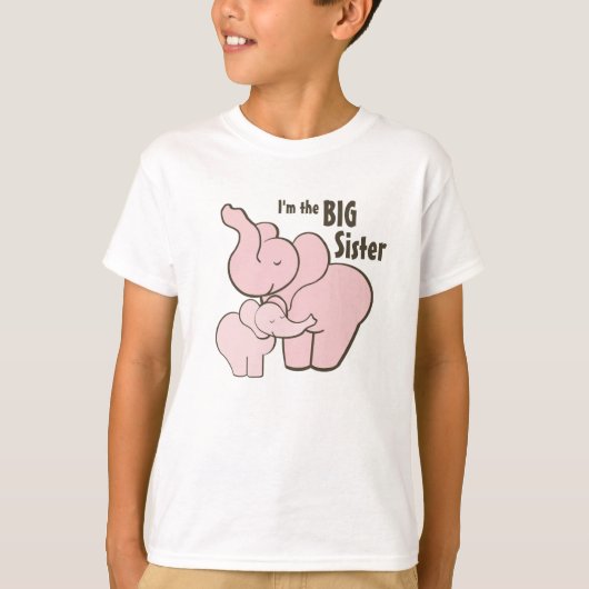 Big Sister Pink Elephant T-shirt (Voorkant)