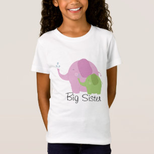 Big Sister Pink en Green Elephant Girls T-shirt