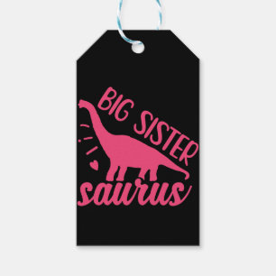 Big Sister Saurus in roze Cadeaulabel