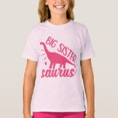 Big Sister Saurus in roze T-shirt (Voorkant)