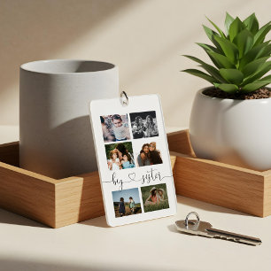 Big Sister Script Gift voor Sister Photo Collage Sleutelhanger