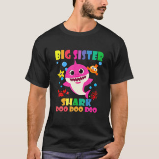 Big Sister Shark Doo Funny Baby mama papa Ki T-shirt