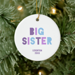 Big Sister Speciaal oudere Paars Naam dochter Keramisch Ornament