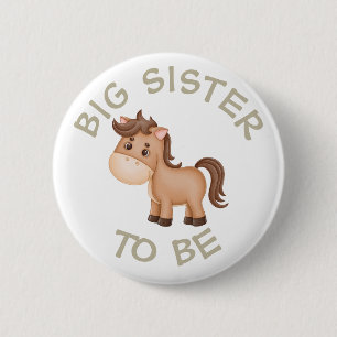 Big Sister to be Baby shower Button Wild One Zoo