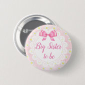 Big Sister to be Pink Daisies Baby shower Button (Voorkant /achterkant)