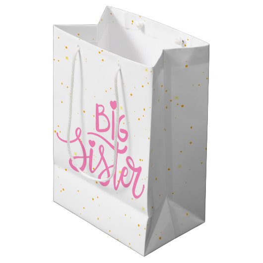 Big Sister Typografie Modern Tekst Medium Cadeauzakje (Voorkant Gekanteld)