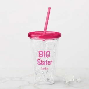 Big Sister Typography Personalized with Name Acryl Drinkbeker