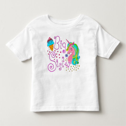 "Big Sister" Unicorn Toddler T-shirt (Voorkant)