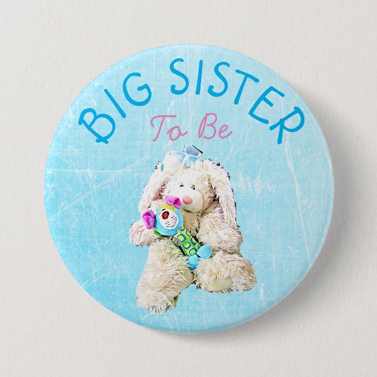 Big Sister voor Baby Cute Bunny Shower Button (Voorkant)