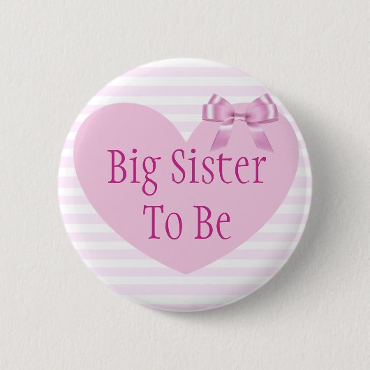 Big Sister voor Roze Bow Baby shower Button (Voorkant)