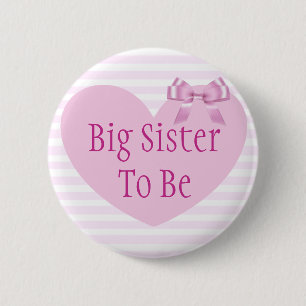 Big Sister voor Roze Bow Baby shower Button